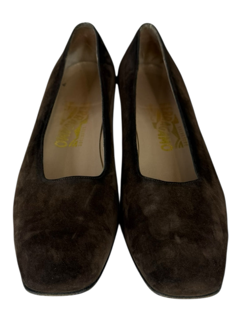 Salvatore Ferragamo Brown Suede Florence Pumps Size 9.5