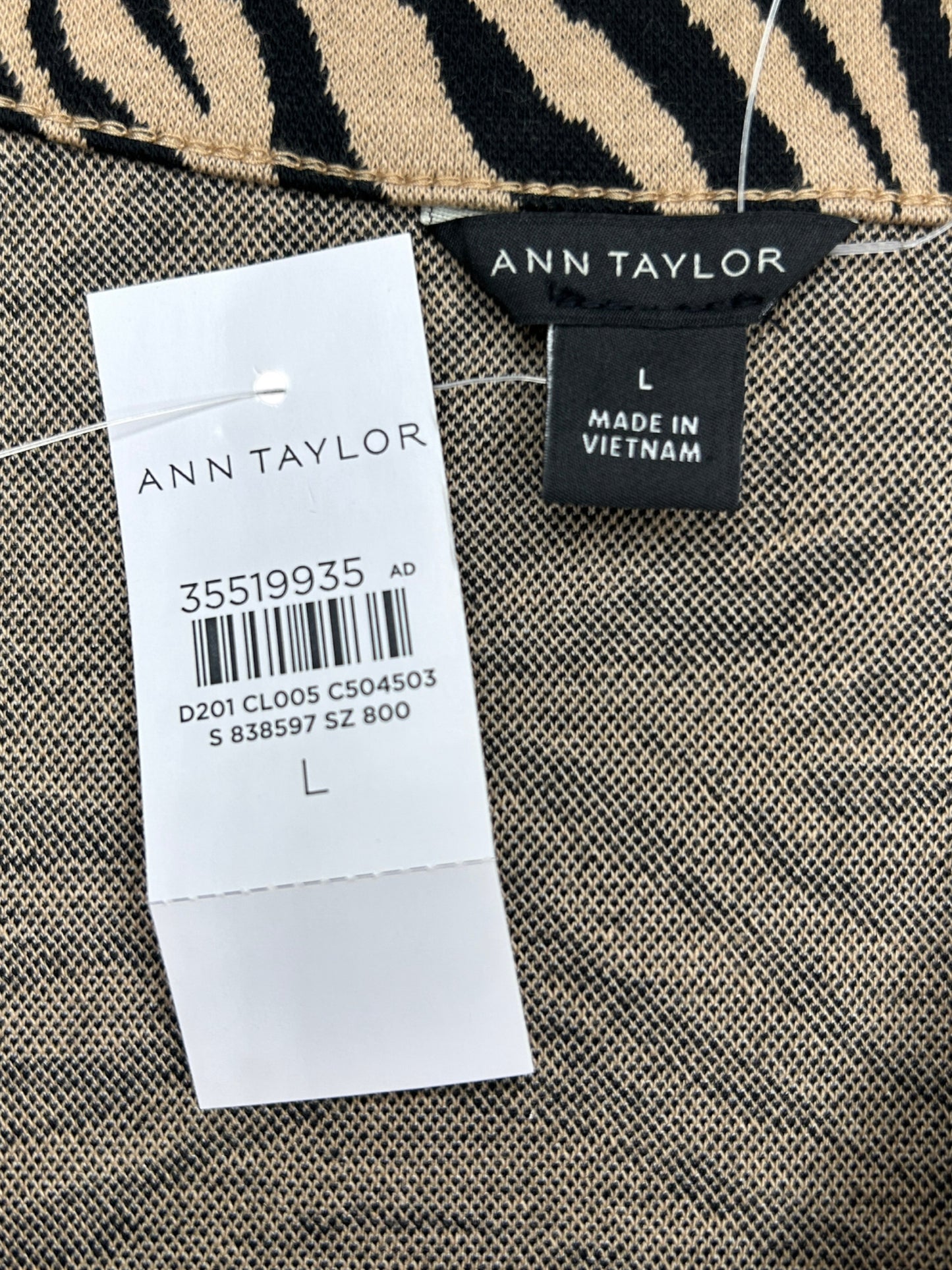 Ann Taylor Tan Zebra print Cardigan Size L