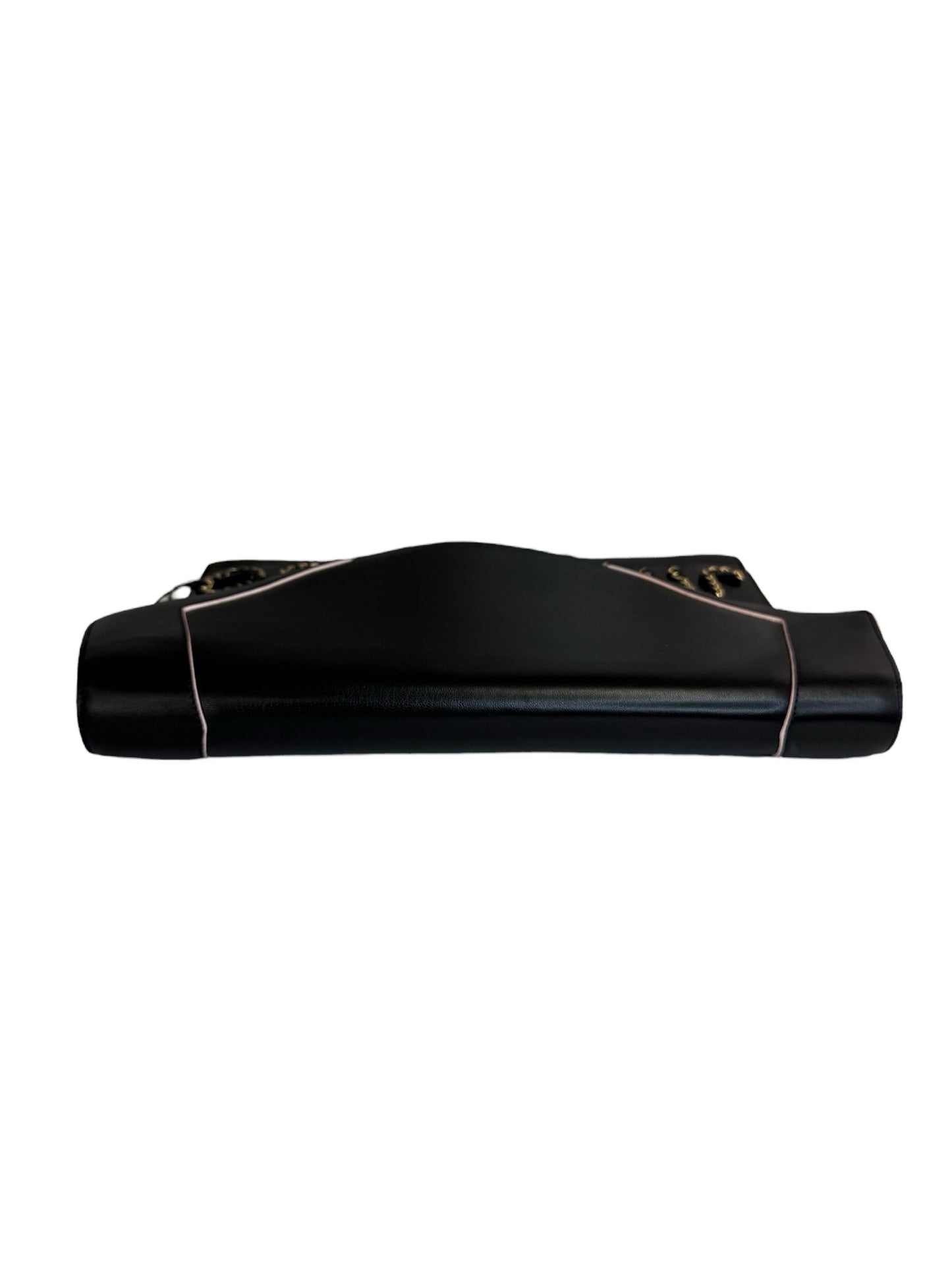 JIMMY CHOO Black Leather Oversized Sierra Convertible Cluch Handbag