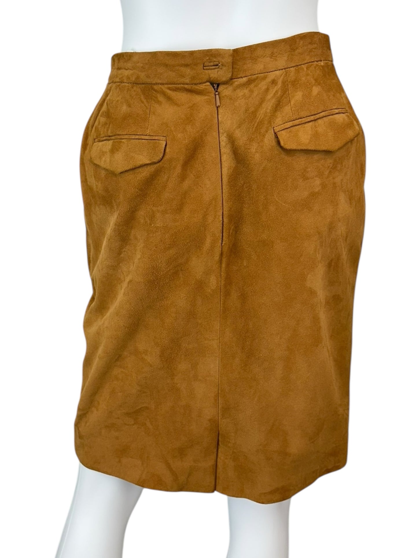 CARLISLE Tan 100% Suede Mini Skirt Size S