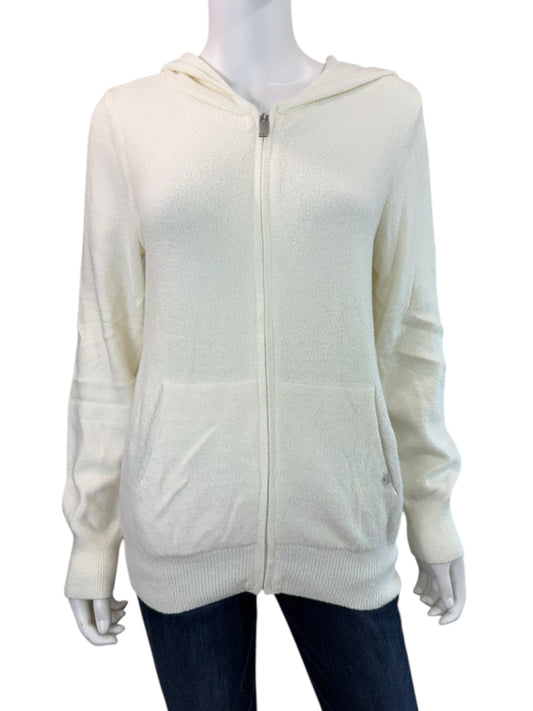 Kashwere Cream Hooded Zip Front Jacket Size S