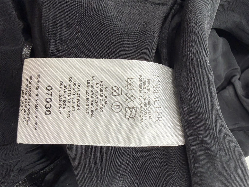 MARIACHER Black Silk Ruched Drape Midi Skirt Size S
