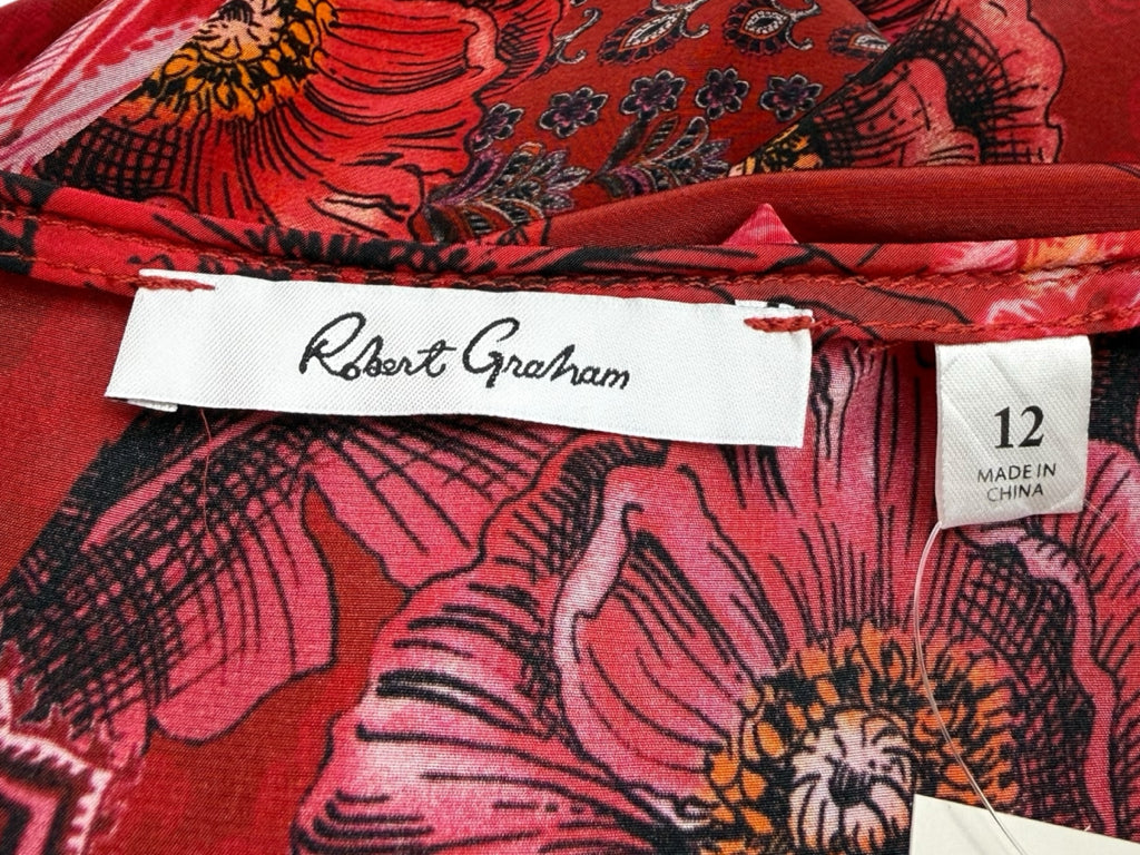 Robert Graham Red Floral Maxi Dress Size 12