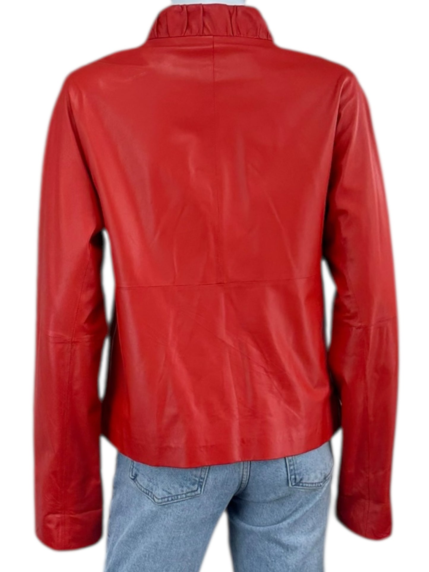 LAFAYETTE 148 NEW YORK Red Genuine Leather Jacket Size 8