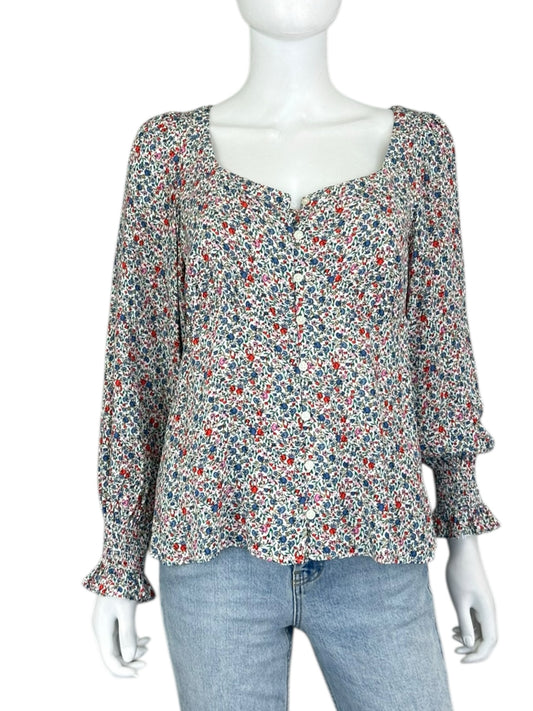 LOFT Multi Colored Long Sleeve Blouse Size S