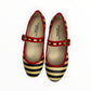 CHARLOTTE STONE Raleigh Leather Striped Mary Jane Flats Size 7