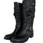 Valentino Black Studded Floral Appliqué Biker Boots Size 38