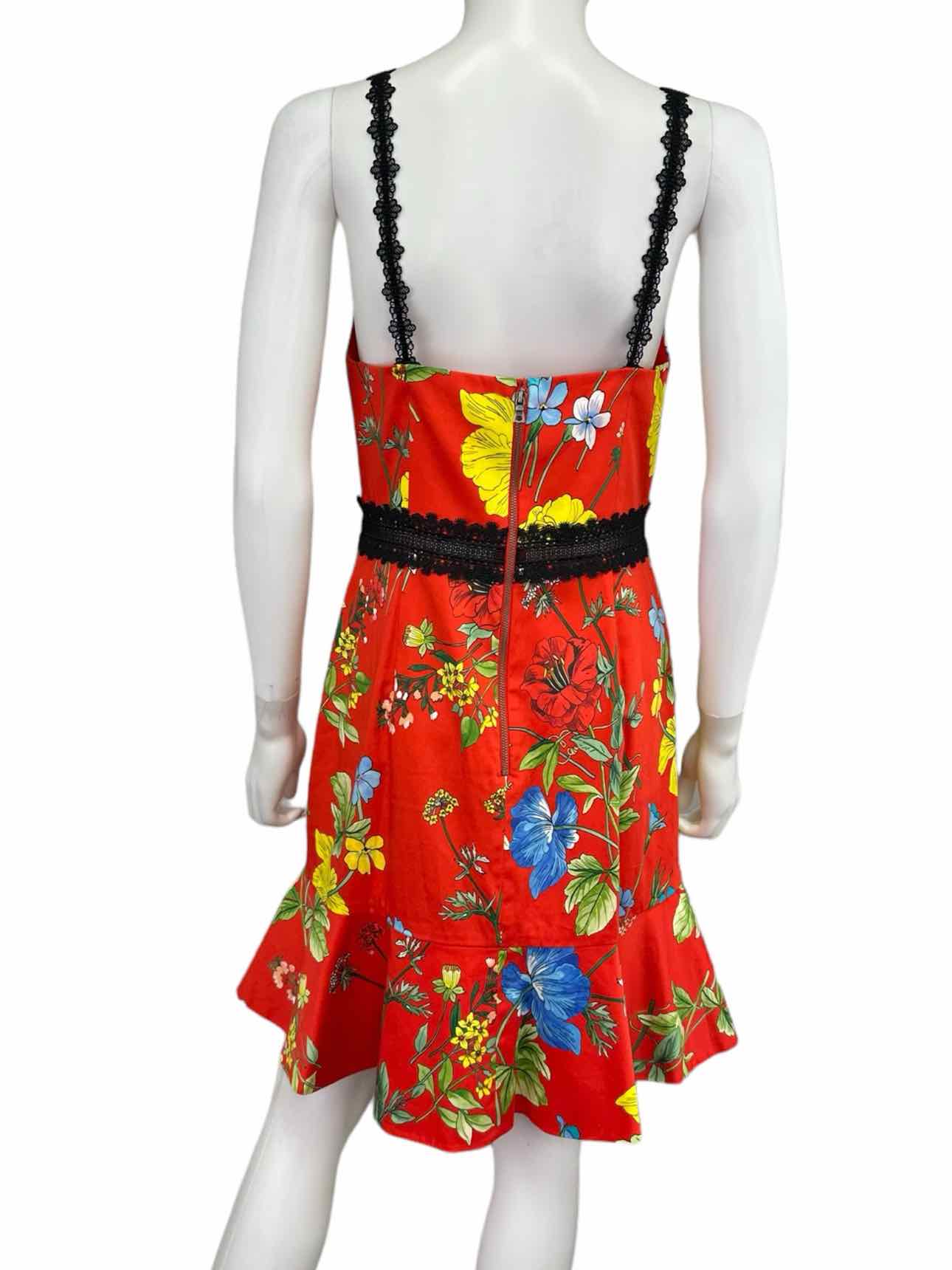 alice & olivia NWT Red Floral Print Cocktail Dress Size 8