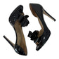 VALENTINO GARAVANI Black Patent Leather Couture Bow Peep-Toe Pumps Size 38