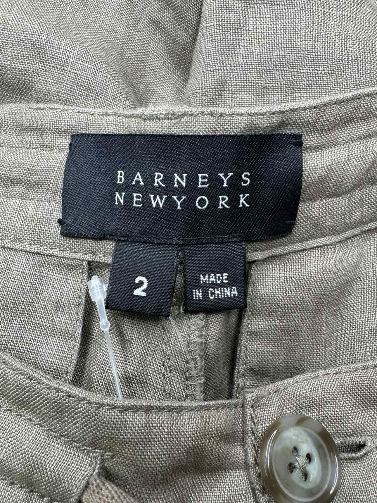 BARNEYS NEW YORK Olive LinenPants Size 2