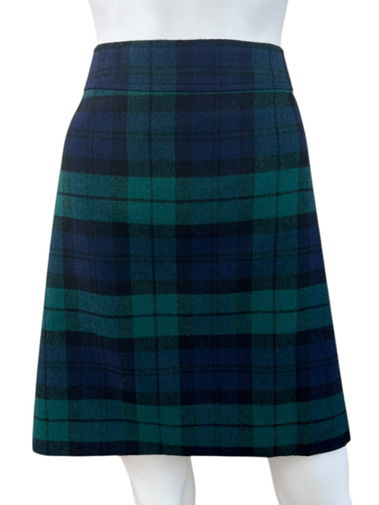 J. Crew Blue Tartan Plaid Pencil Skirt Size 14