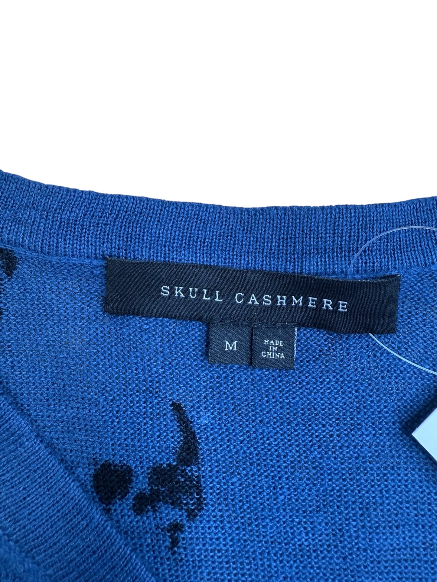 SKULL CASHMERE Blue Linen Skull Sweater Size M