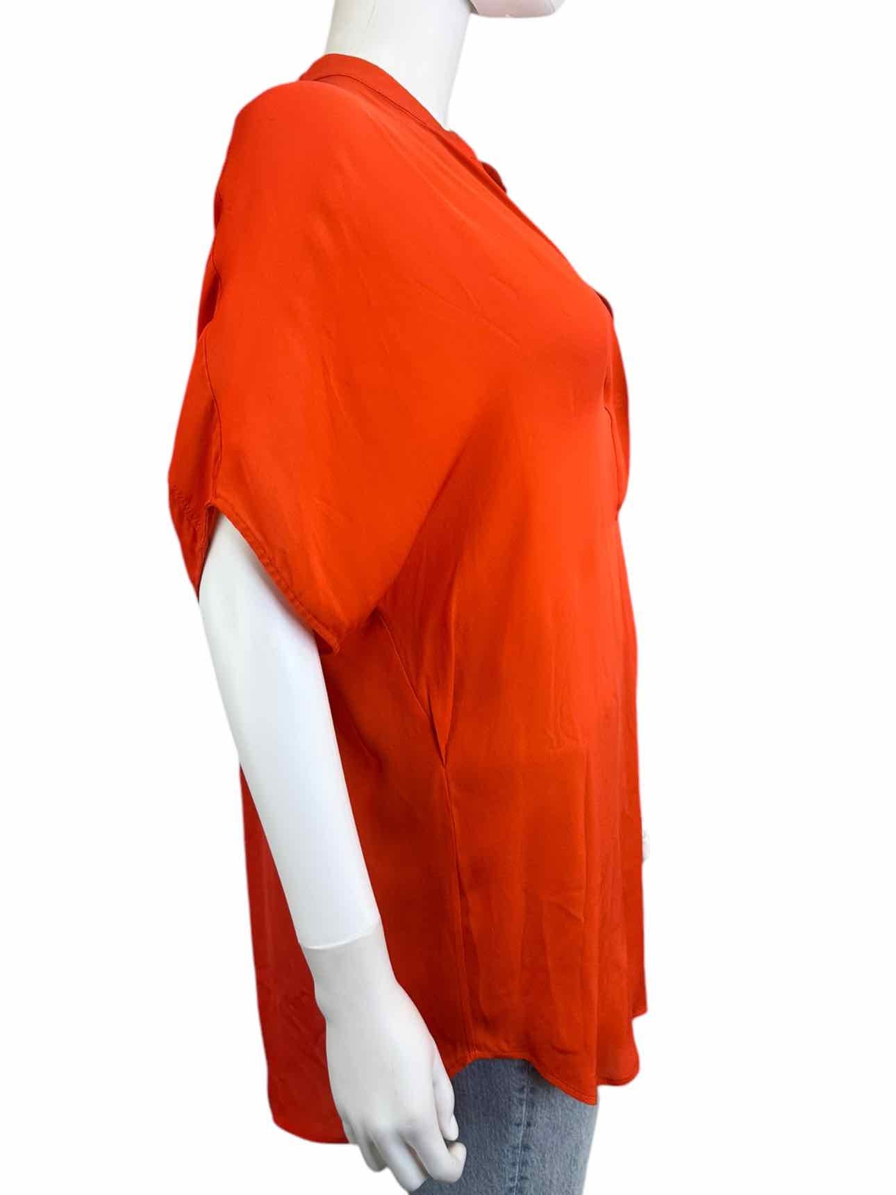 Vince Orange Silk Popover Blouse Size L