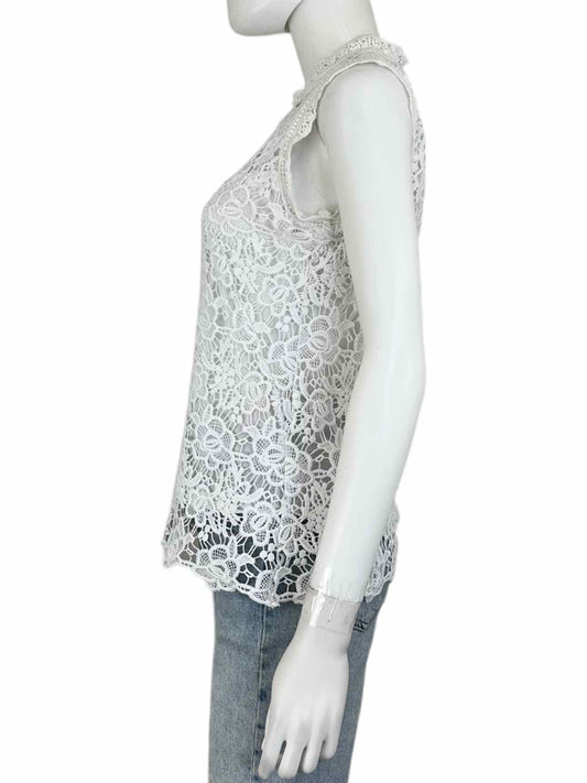 nanette NANETTE LEPORE White Floral Crochet Shell Size S