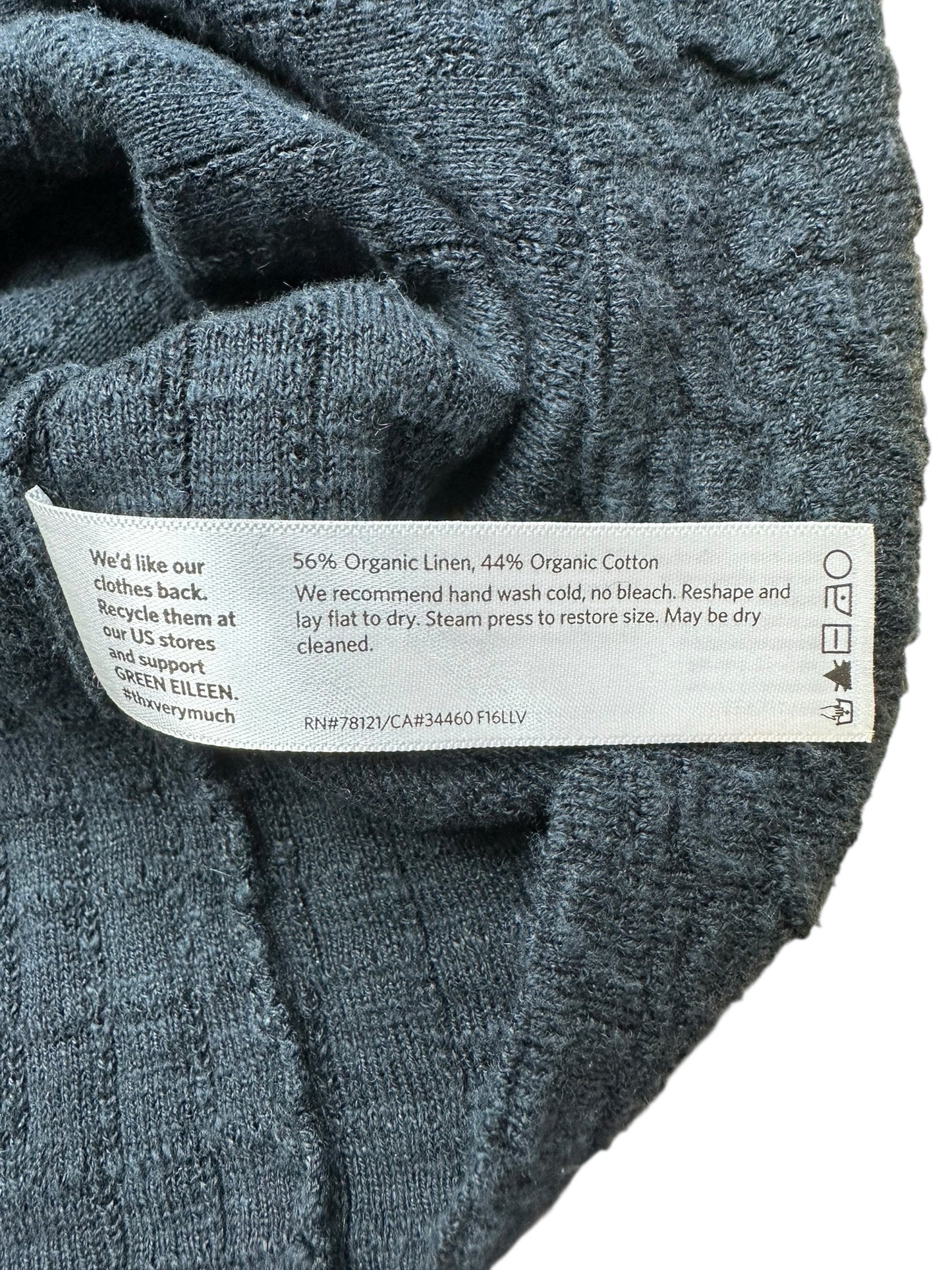 EILEEN FISHER Black Organic Linen Cotton Knit Top Size XXS