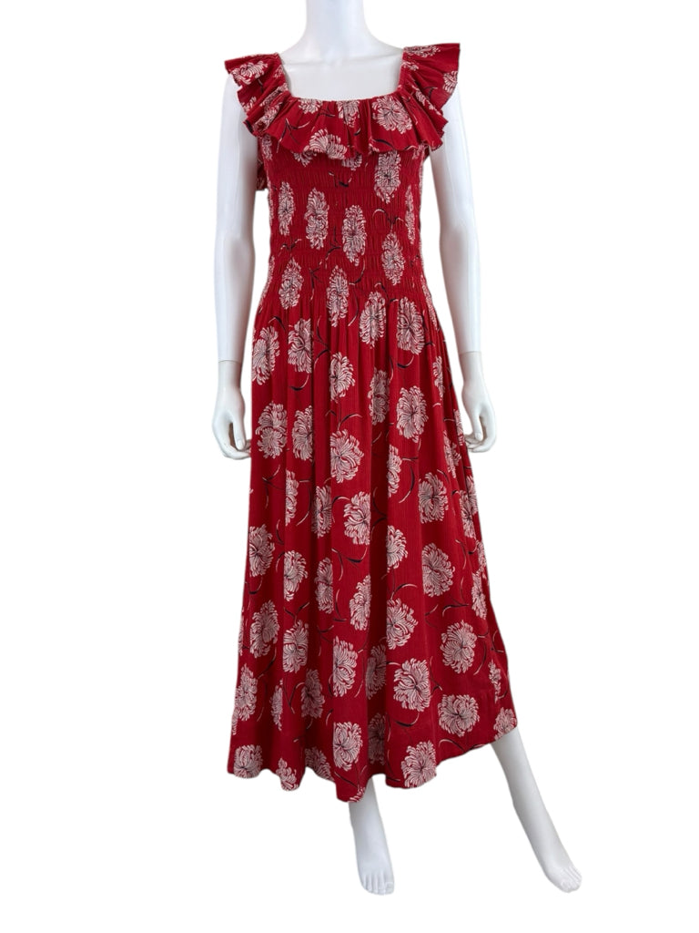 the great. Red Paisley Smocked Maxi Dress Size 0