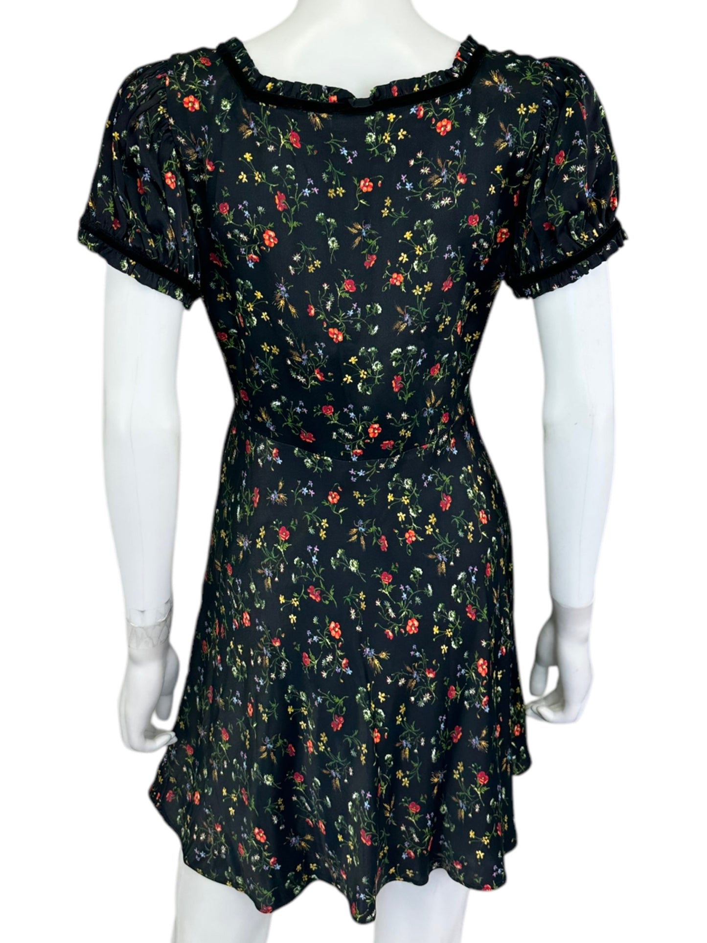 DOEN Black Floral Mini Dress Size S