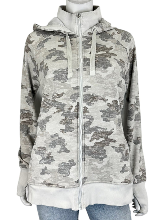 ATHLETA Gray Camouflage Zip Up Jacket Size L