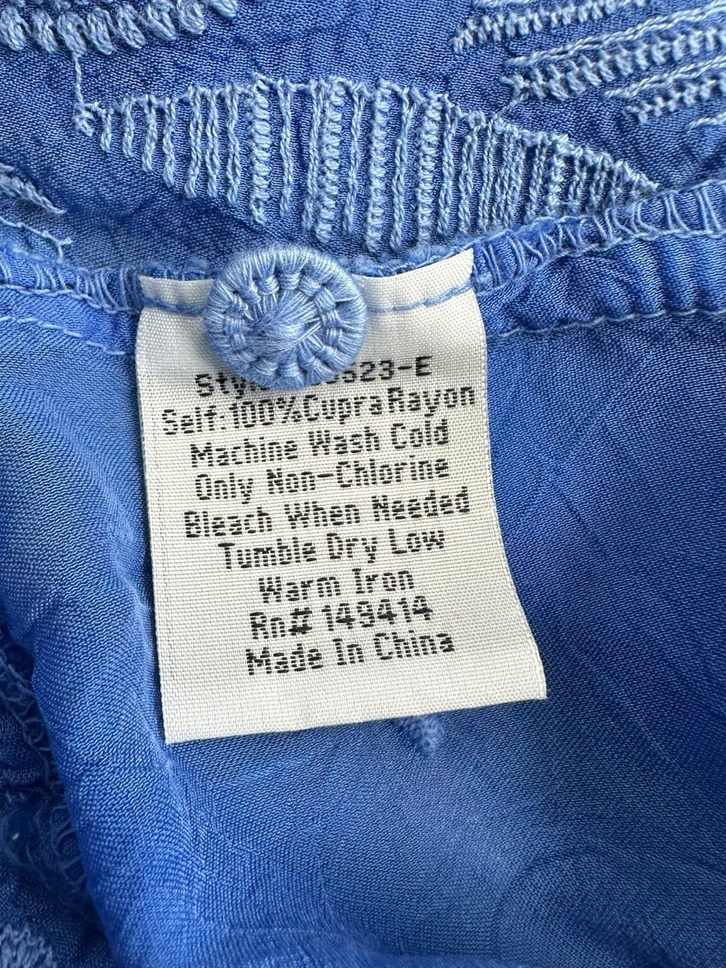 Johnny Was Blue Embroidered Button-Down Size XS