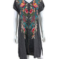 Johnny Was Charcoal 100% Linen Embroidered Dress Size M
