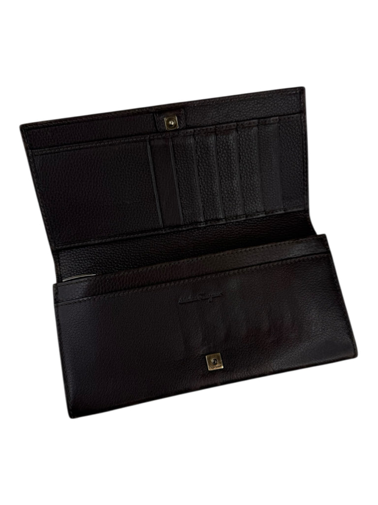 Salvatore Ferragamo Brown Leather Vara Ribbon Wallet