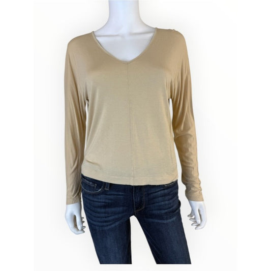 Vince Beige V-neck Knit Top Size S