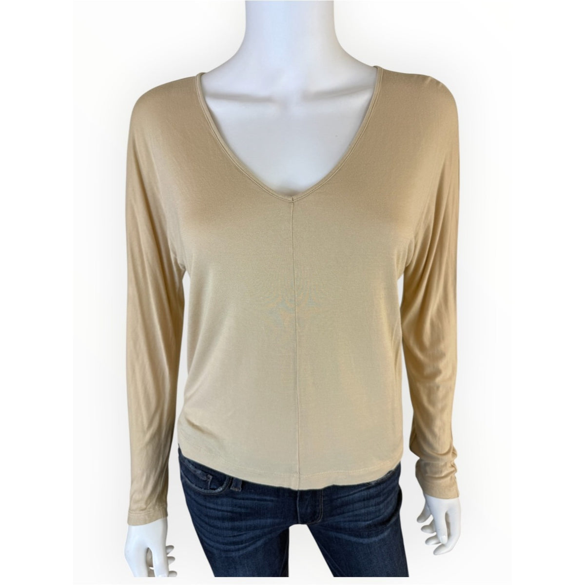 Vince Beige V-neck Knit Top Size S