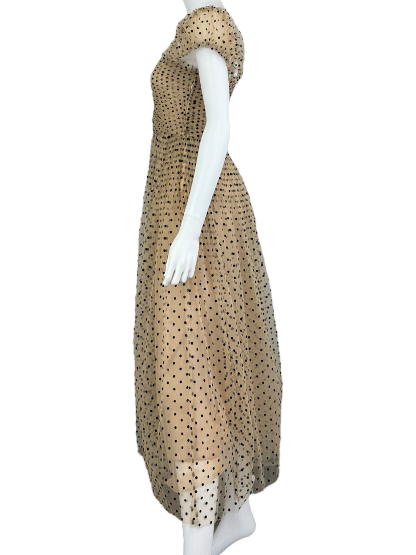DOEN Brown and Black Polka Dot 'Pamelina' Maxi dress Size XS