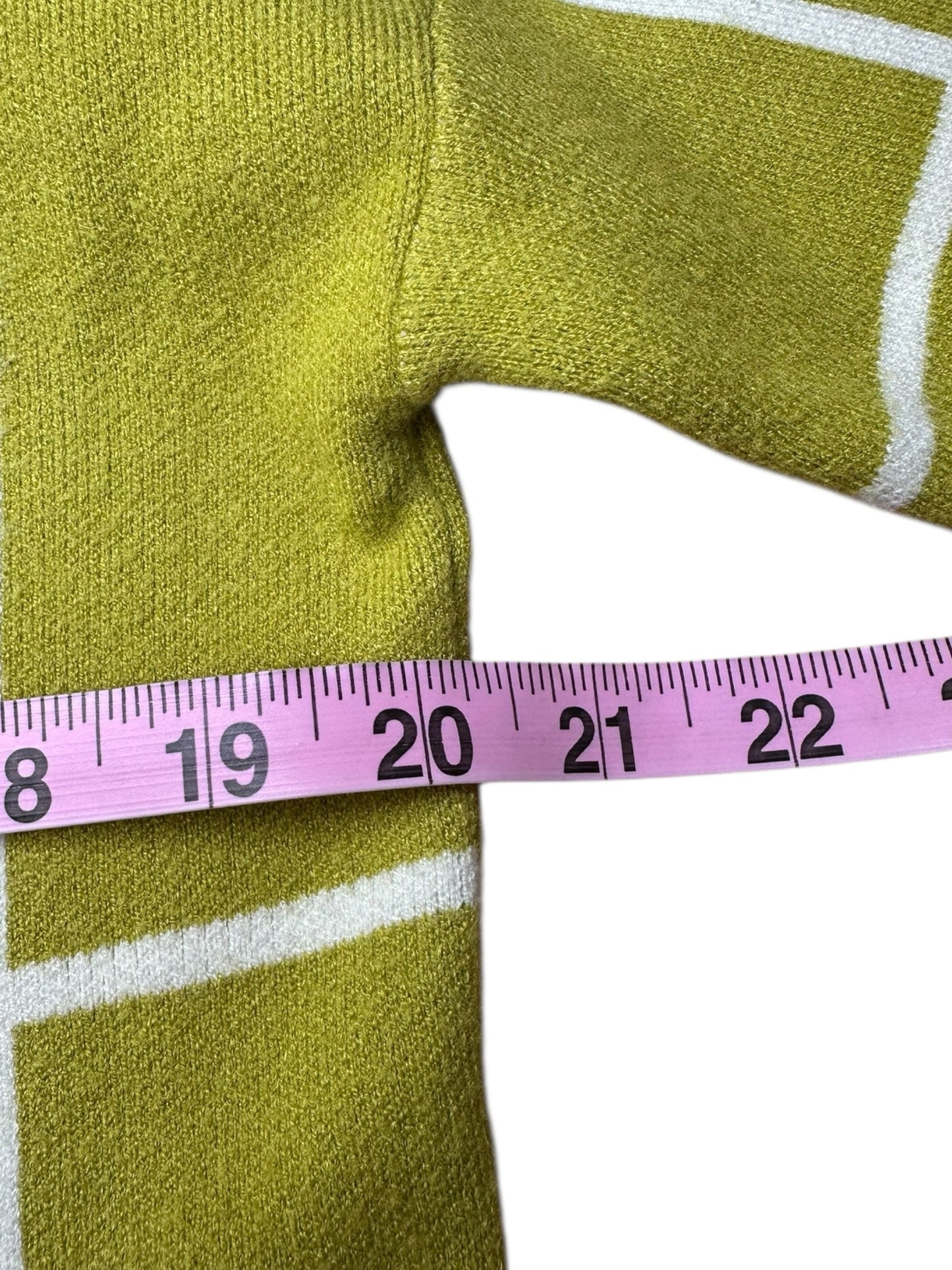 TAHARI Chartreuse Check Mock Neck Sweater Size M