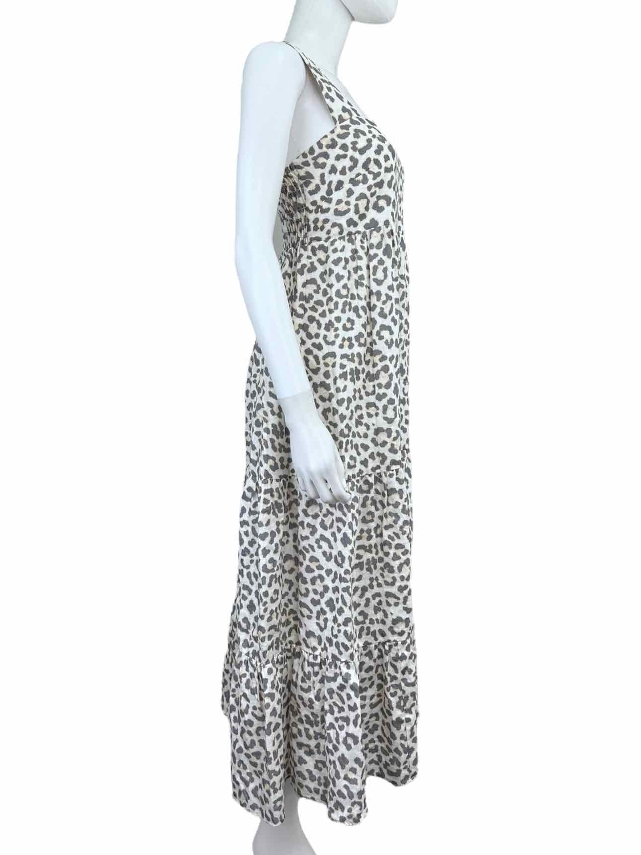LAVENDER BROWN Leopard Print Linen Sundress Size S