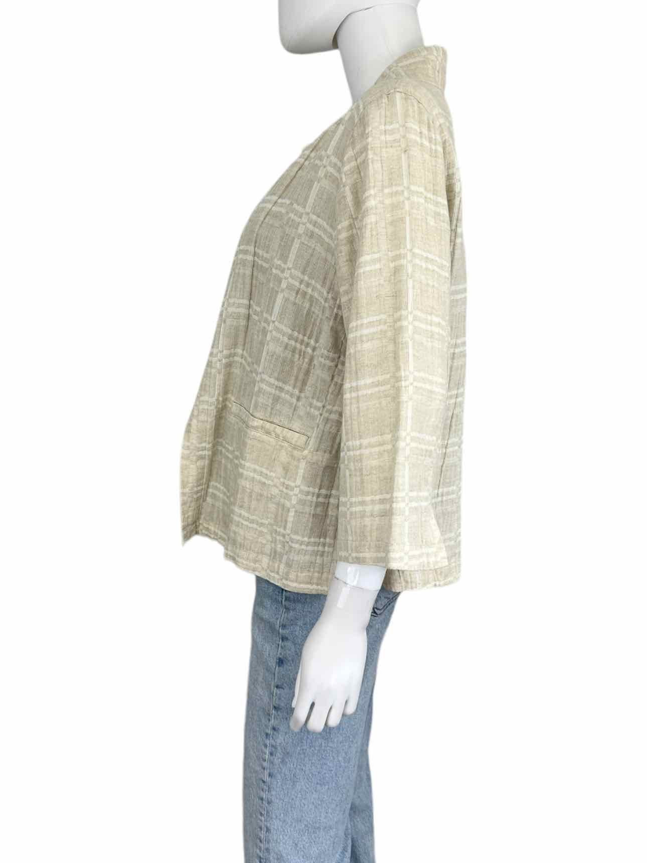 EILEEN FISHER NWT Tan Plaid Organic Jacket Size LP