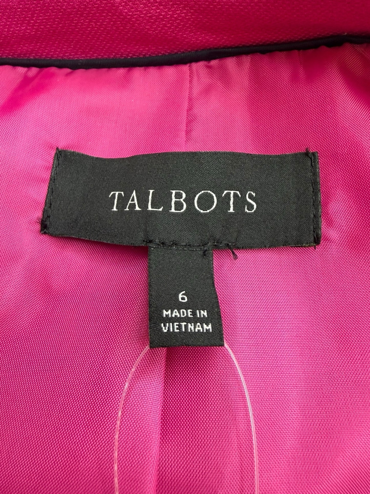 Talbots Fuchsia Linen Blend Double Breasted Blazer Size 6