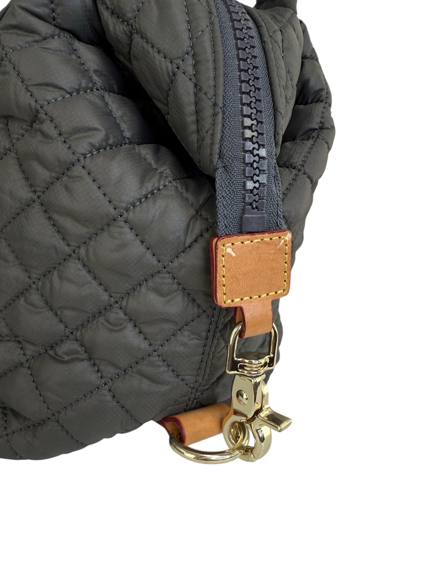 MZ WALLACE Gray Quilted Medium Sutton Deluxe Designer Handbag