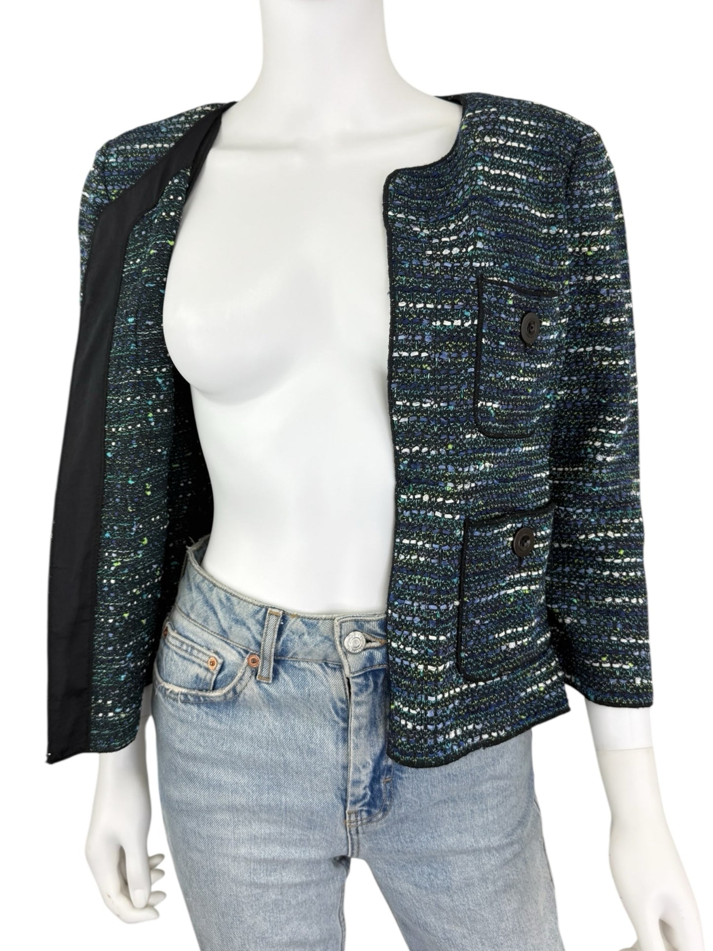 St John Blue Tweed Jackt Size 8