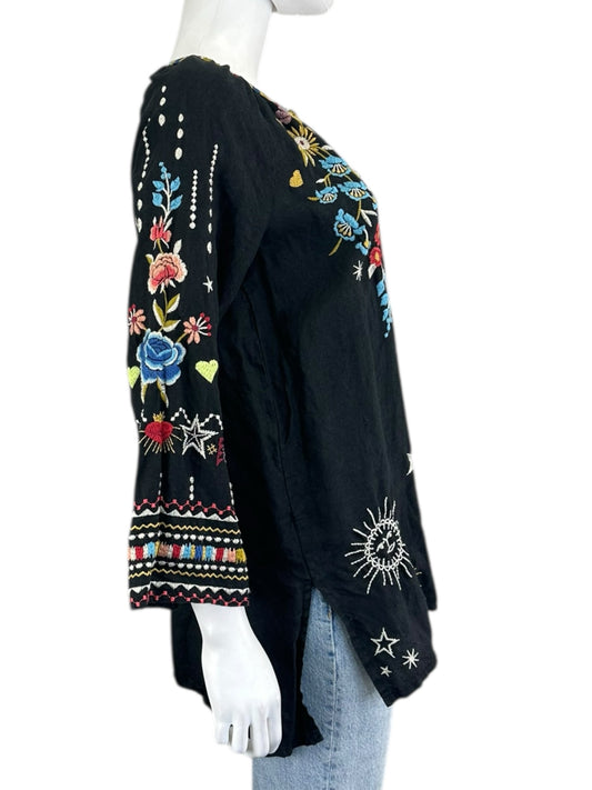 Johnny Was Black Embroidered Blouse Size S