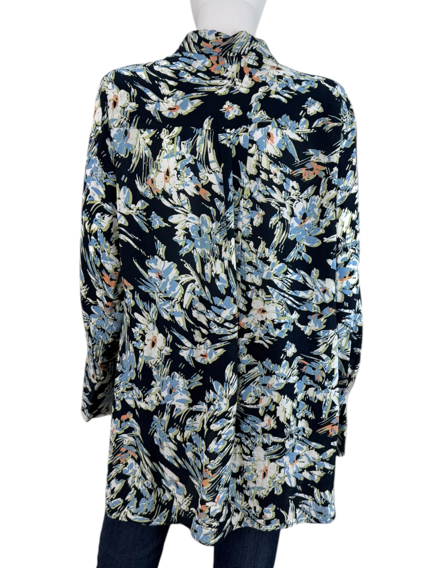 Reiss Blue Paisley Print Button-Down Shirt Size 8