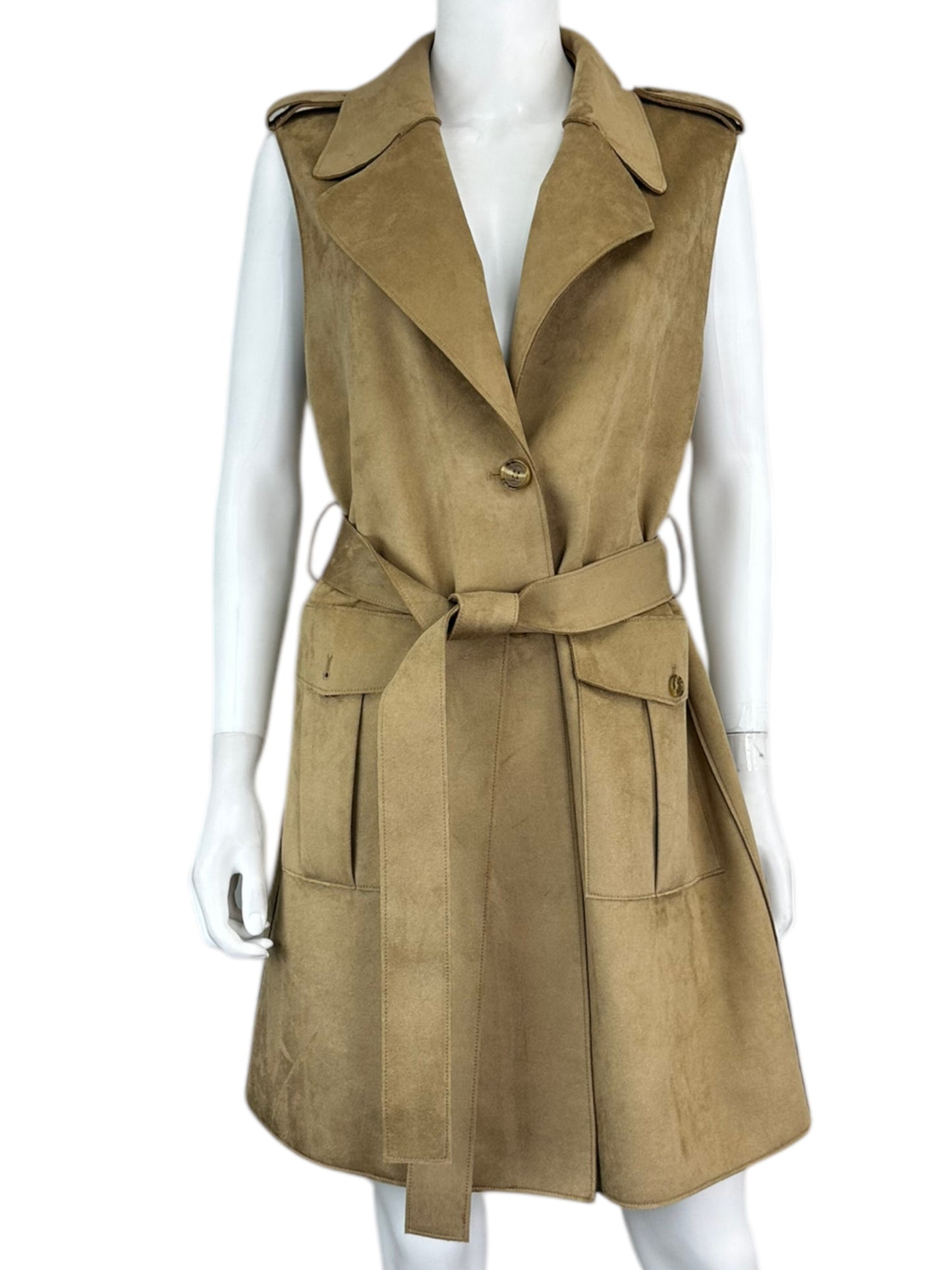 BANANA REPUBLIC Tan Suede Midi Vest Dress Size M  NWT