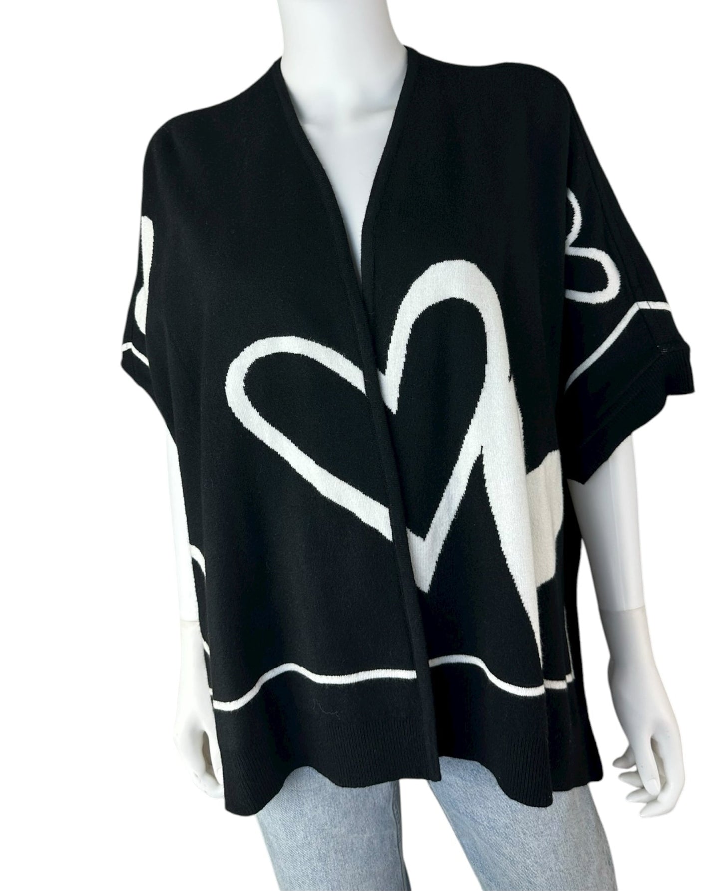 Chico's NWT Reversible Hearts Ruana Sweater Cardigan Size M