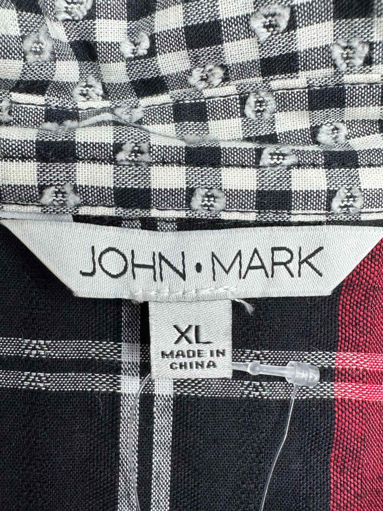 JOHN MARK Plaid And Floral Blouse Size XL