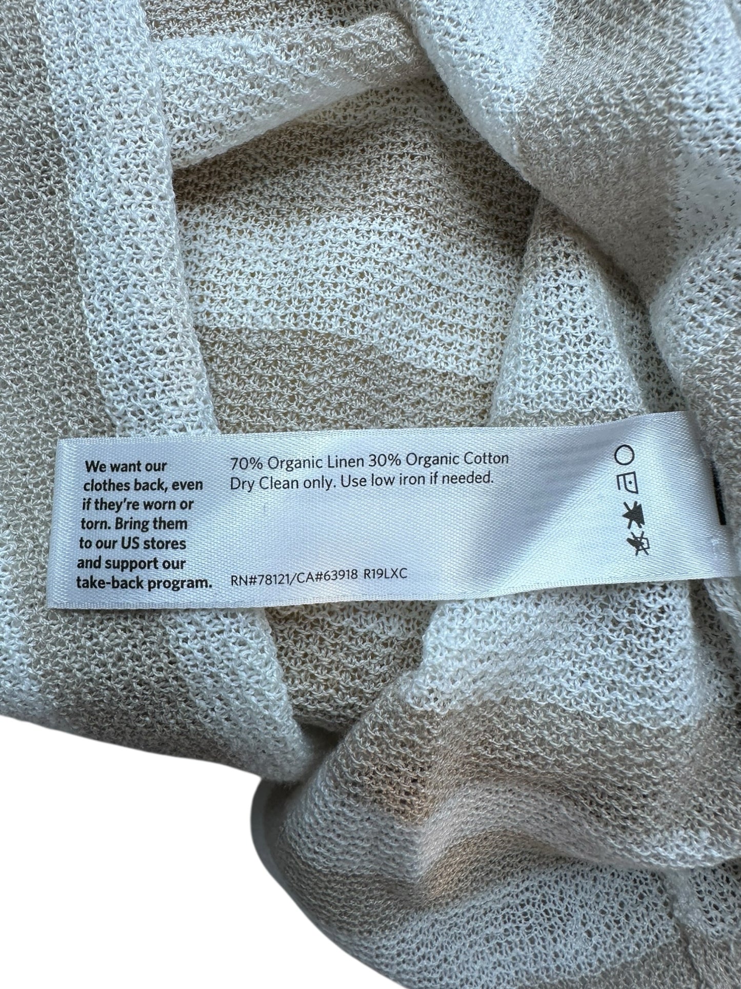 EILEEN FISHER Cream And Tan Striped Sweater Size XS