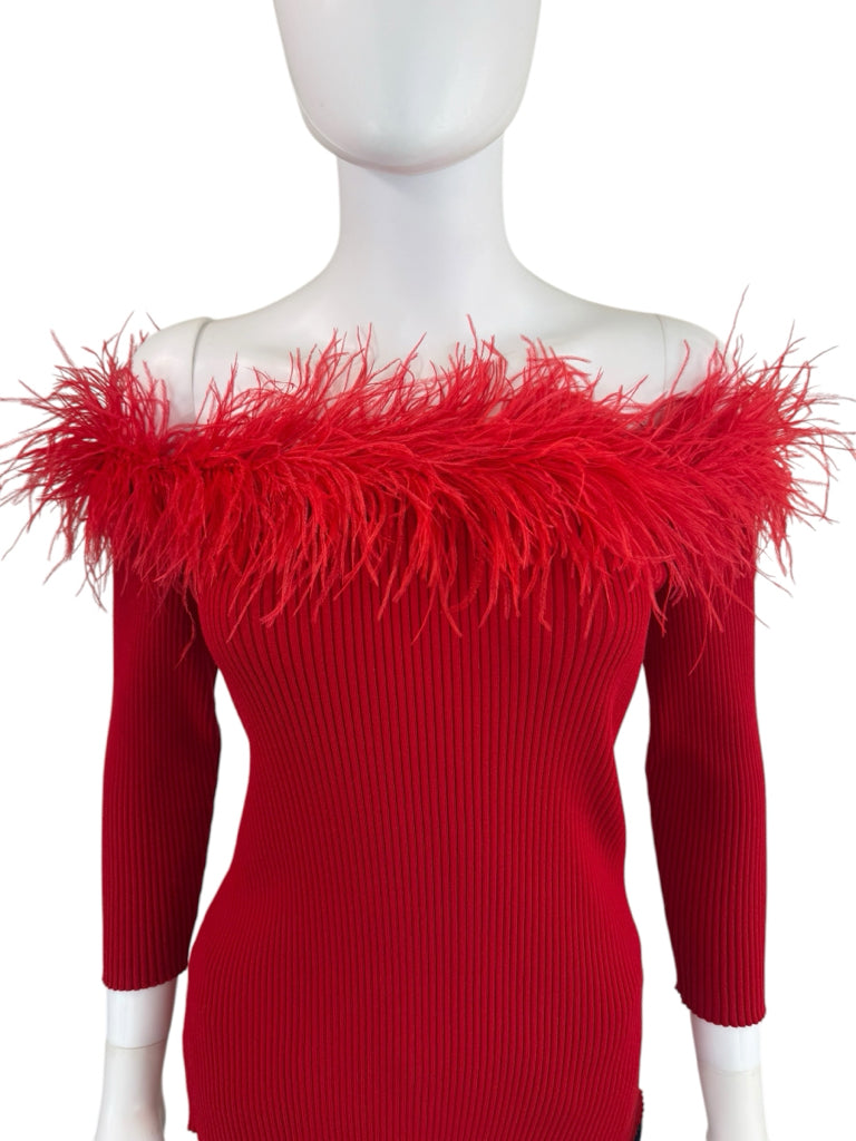 MILLY NWT Ruby Red Feather Top Size M