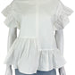 ENGLISH FACTORY NWT White Cotton Ruffle Blouse Size S