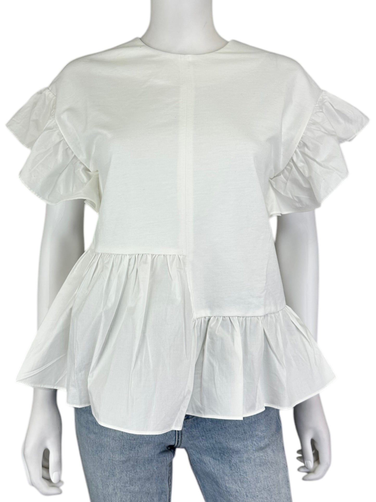 ENGLISH FACTORY NWT White Cotton Ruffle Blouse Size S