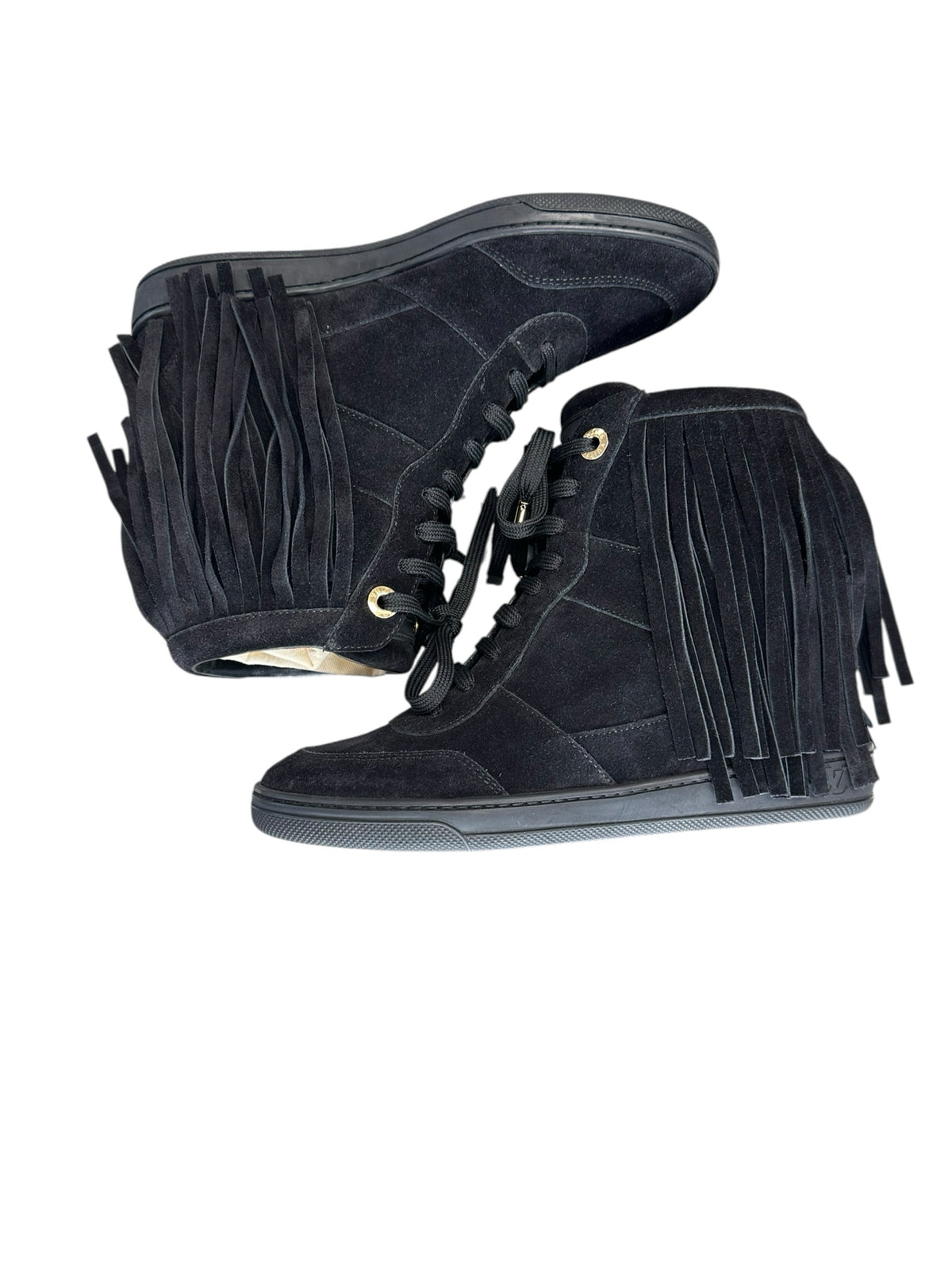 Louis Vuitton Black Millenium Wedge Sneaker Size 37.5