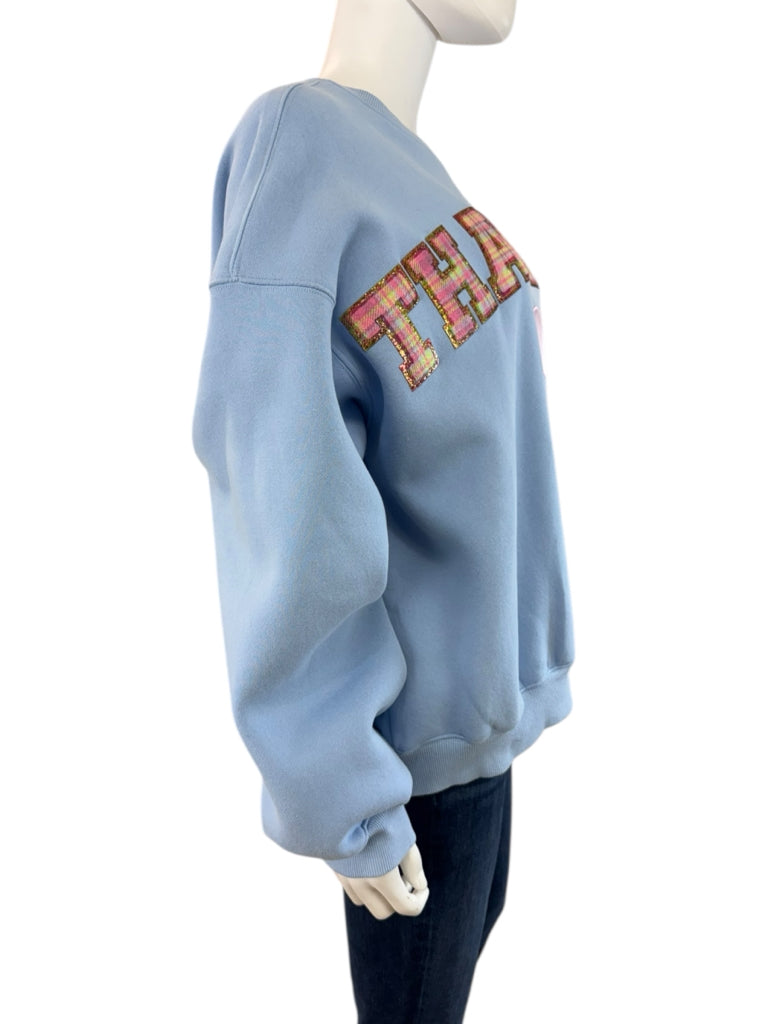 JUDITH MARCH Blue Thankful Sweat Shirt Size S
