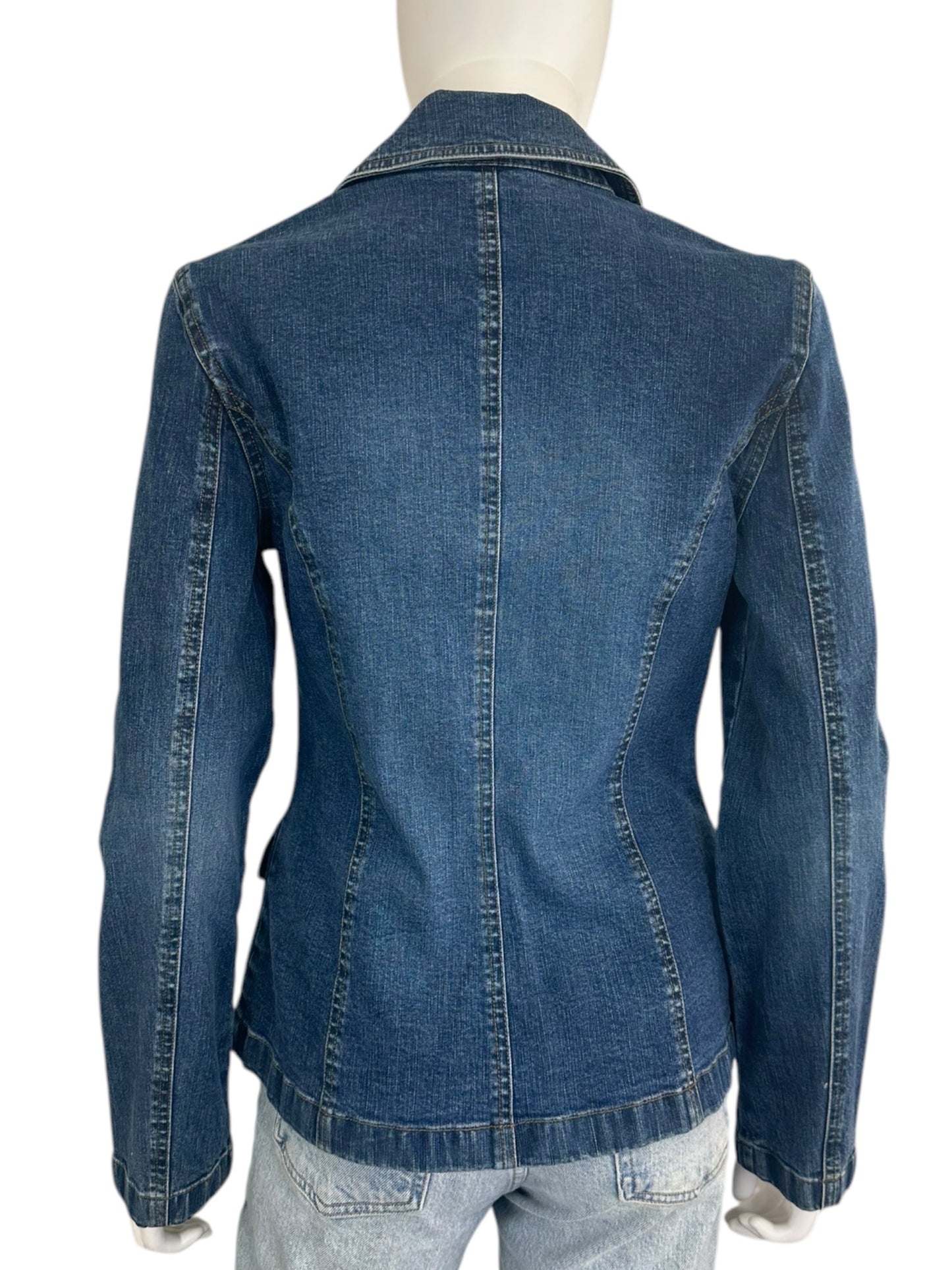 Ann Taylor Blue Denim Double Breasted Jacket Size 2