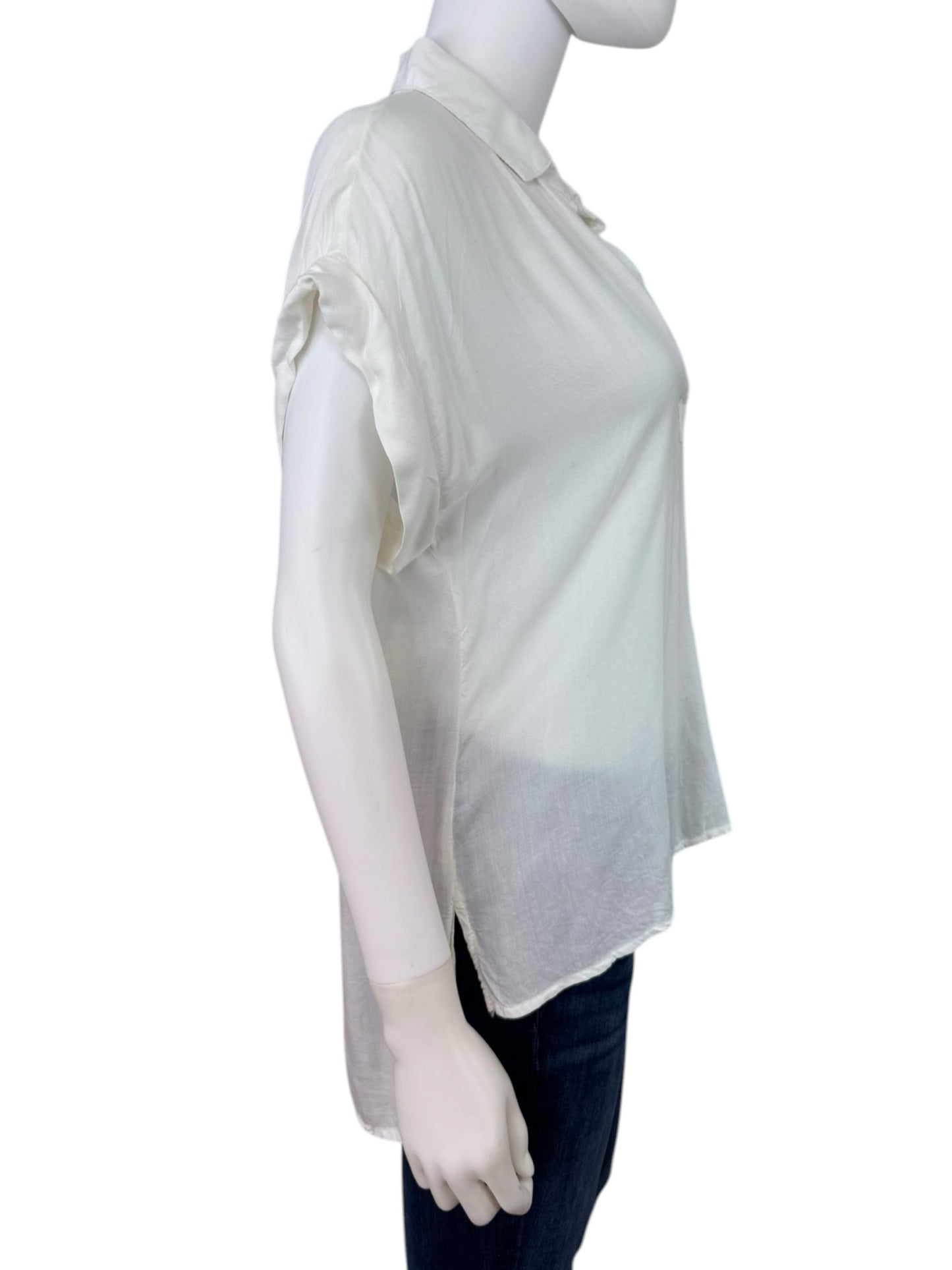 bella dahl White Splitneck Blouse Size XS
