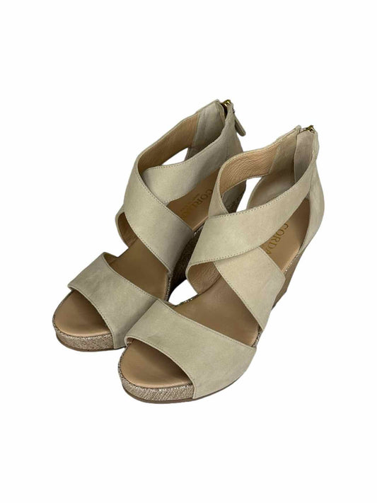 CORDANI Tan Suede & Shimmer RAVI Platform Wedges Size 38