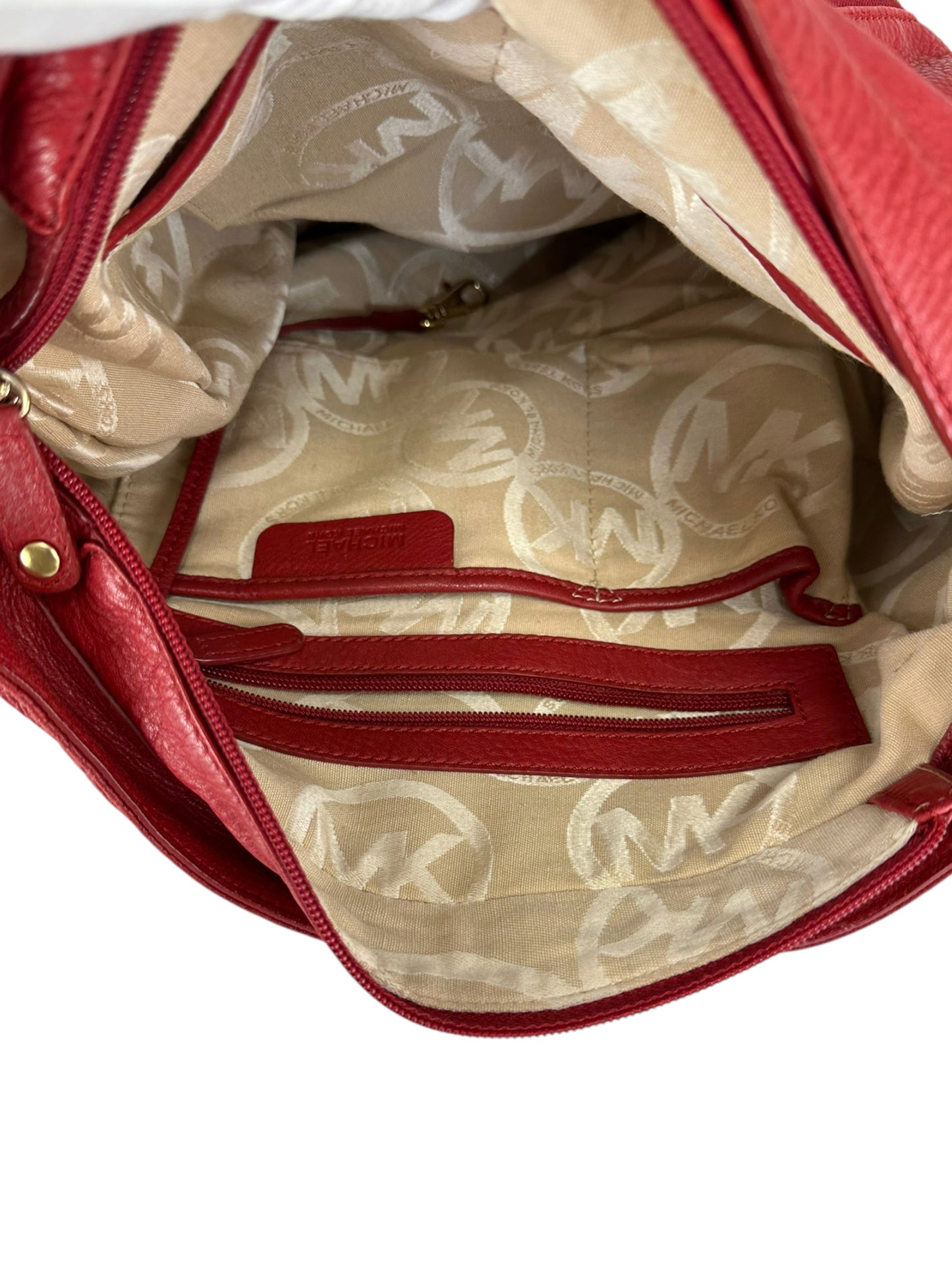 michael kors Red Hobo Pebbled Leather Designer Handbag