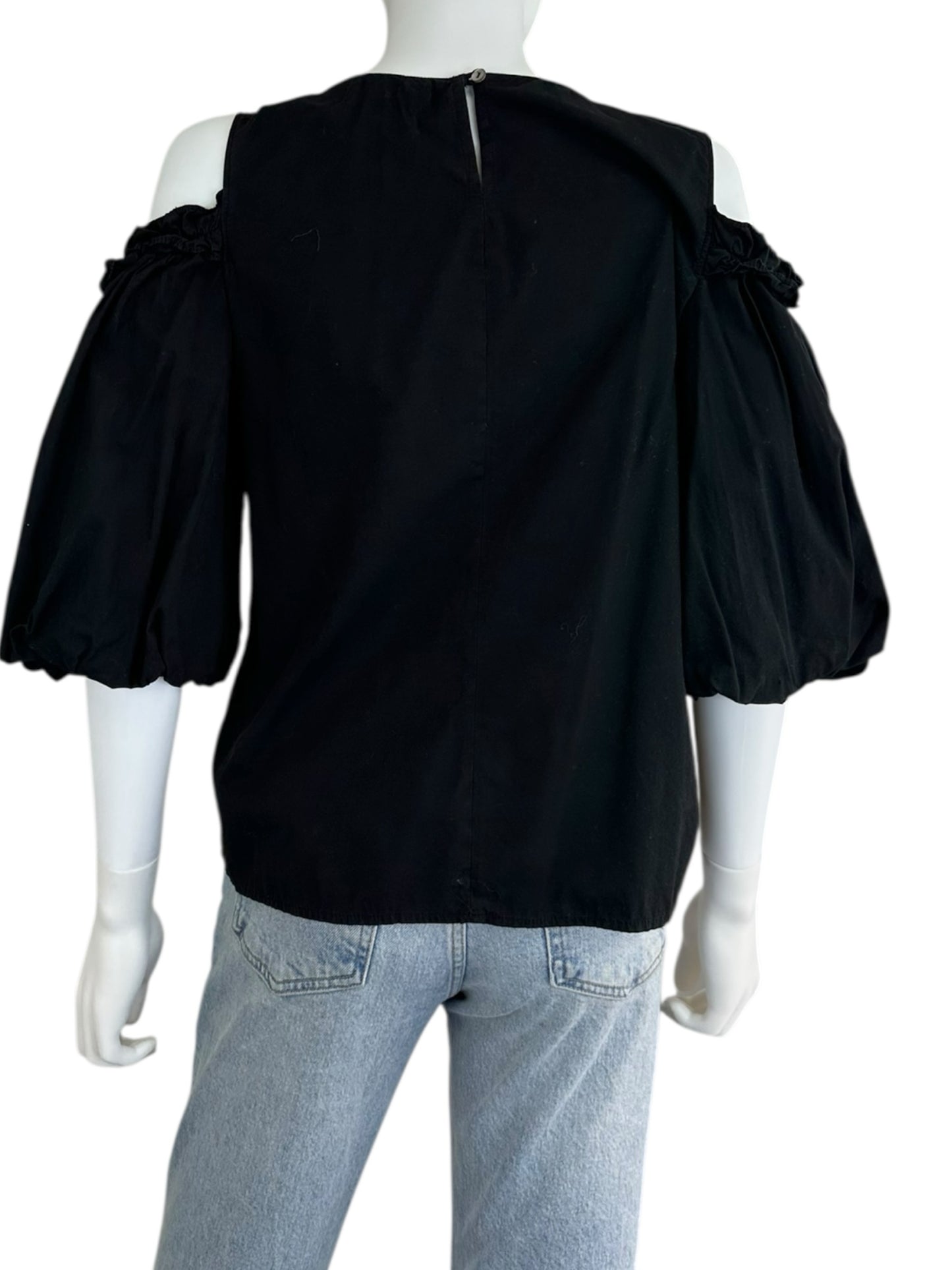 velvet BY GRAHAM & SPENCER Black Cold Shoulder Blouse Size S